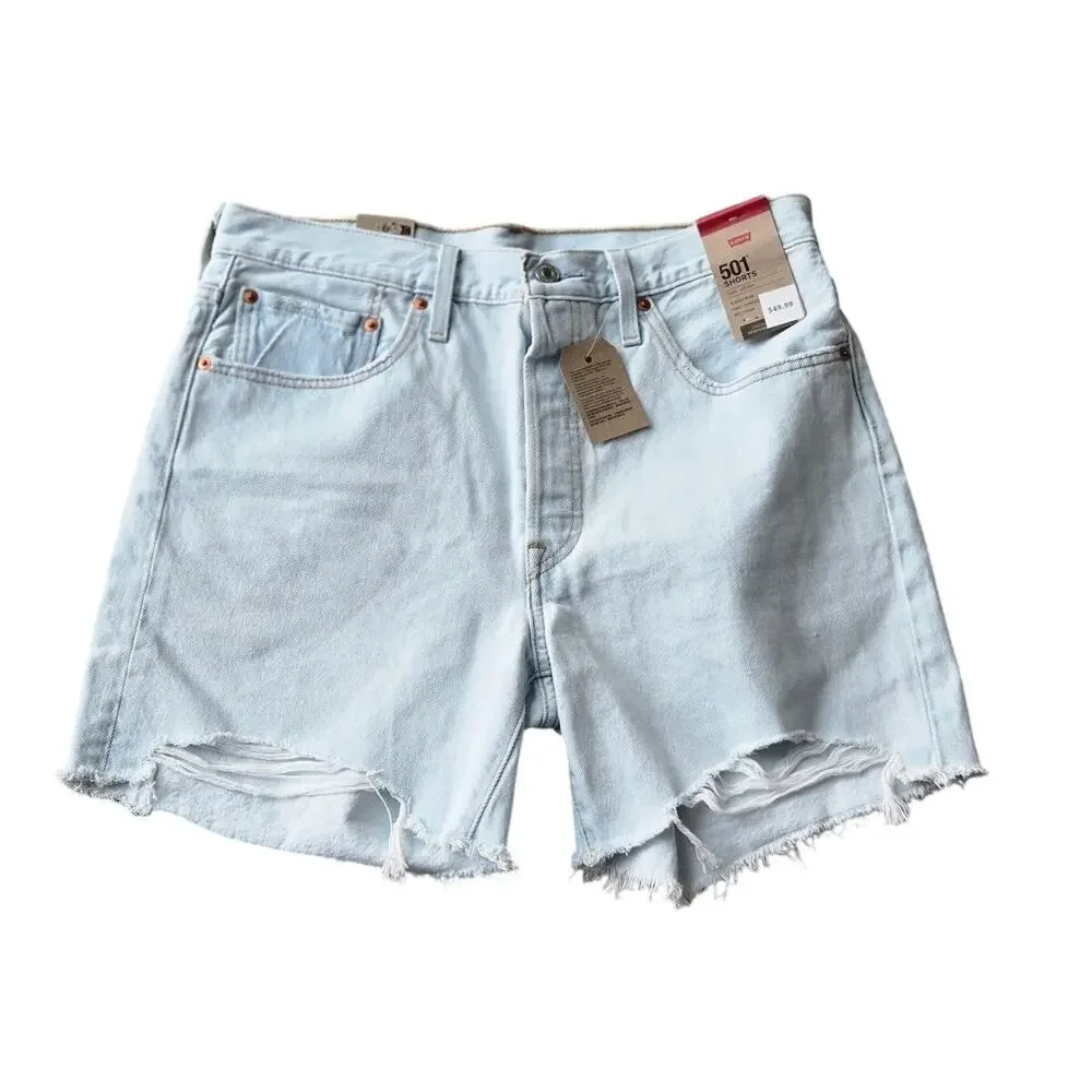 NWT Levi's 501 Distressed Button-Fly, High- Rise Shorts Size:31 Color: Fade Off - Picture 2 of 6
